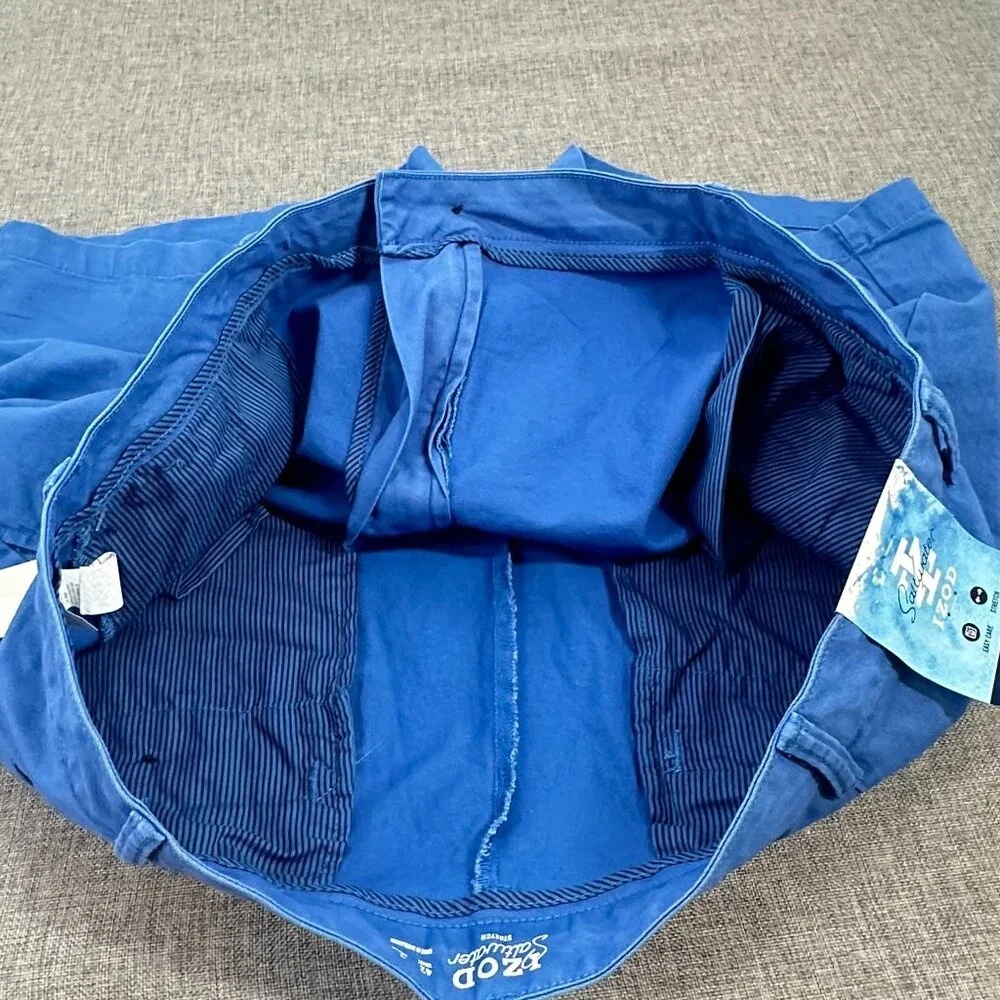 NEW! Mens‎ IZOD Saltwater Shorts Blue 42 Waist 7 inseam Stretch MSRP: $62.50